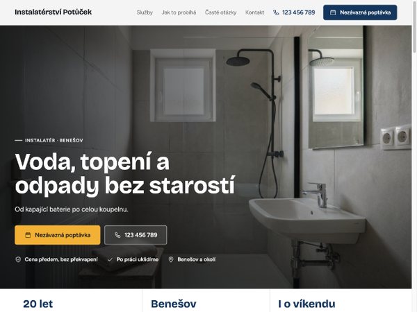 Náhled webu Instalatérství Potůček