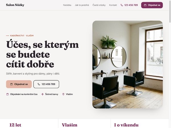 Náhled webu Salon Nůžky